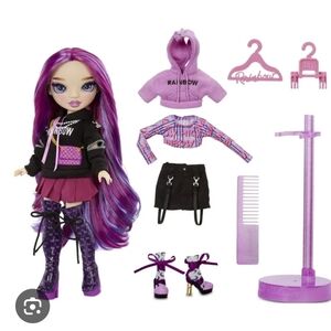 **SOLD** NWT Rainbow Doll with Vibrant Purple Hair and Fashion Accessories